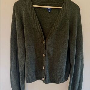 GAP Olive Green V-Neck Button Cardigan Sweater Size L